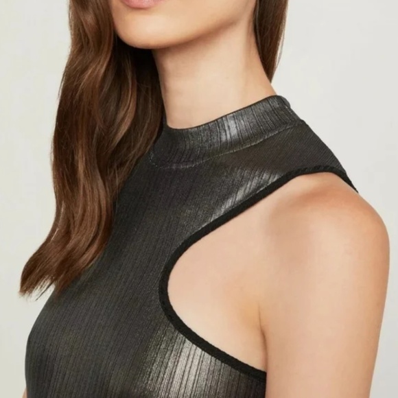 NWT/BCBG MAXAZRIA/ METALLIC Asymmetrical BODYSUIT - Picture 5 of 12